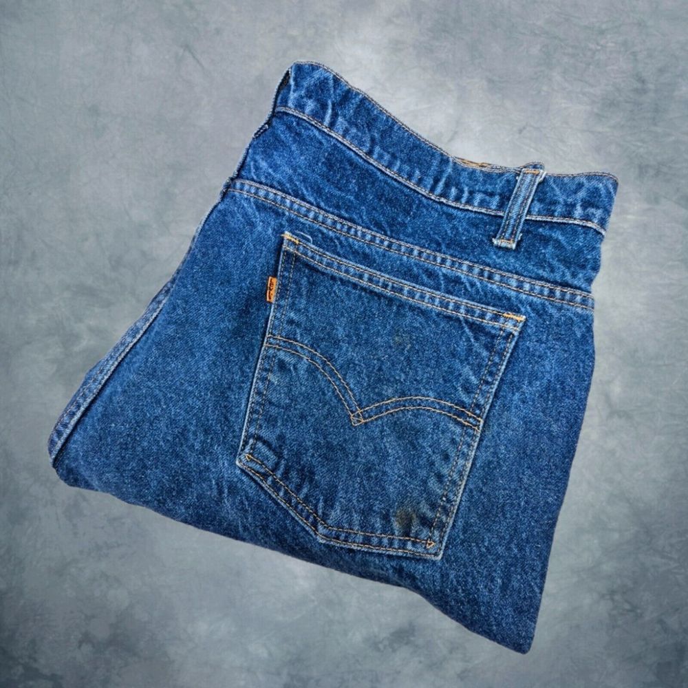 Vintage Levis 505 Jeans Mens 40 Blue Denim Orange Tab Regular Fit Straight Leg